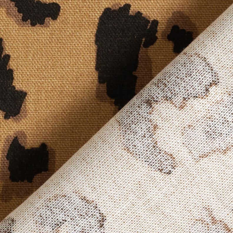 Tissu de décoration Semi-panama Motif léopard – mocca/noir,  image number 4