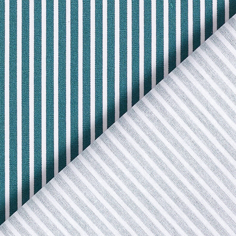 Popeline coton Rayures – pétrole/blanc, image number 4