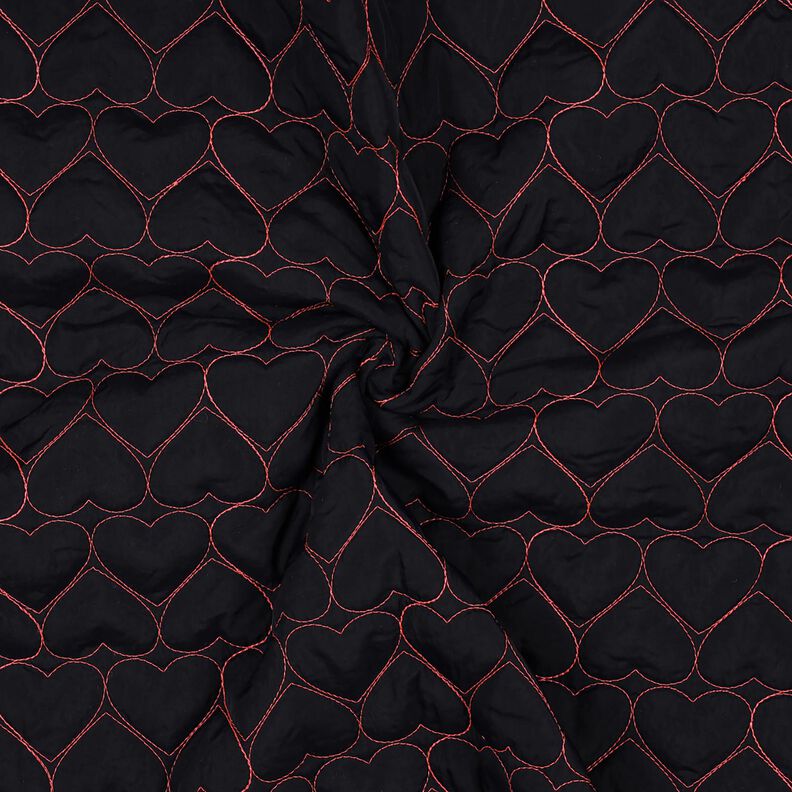 Tissu matelassé Cœurs en néon | Poppy Fabrics – noir/rose néon, image number 3