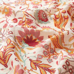 Mélange viscose Fleurs rétro – ivoire/myrtille, 