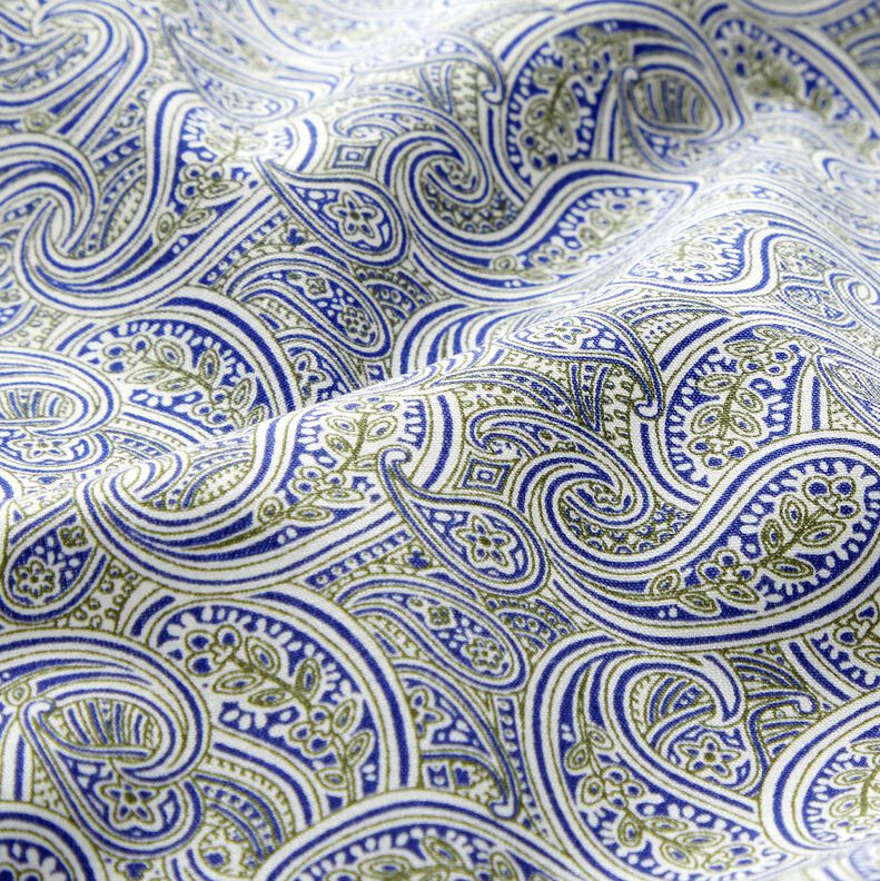 Tissu pour chemise Motif paisley superposé – indigo/olive,  image number 2