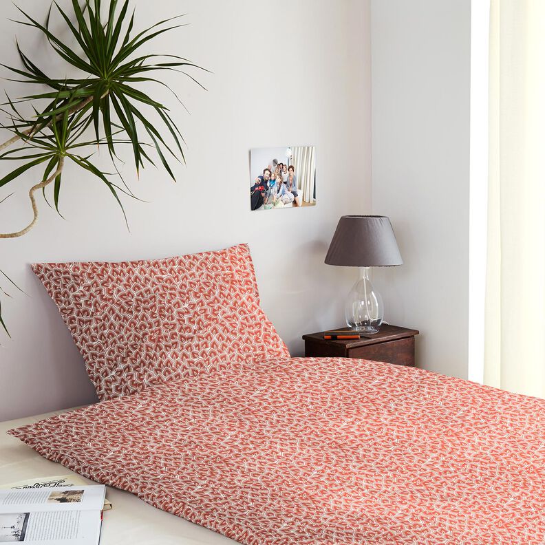 Tissu en coton Cretonne Feuilles abstraites – terre cuite/ivoire,  image number 7