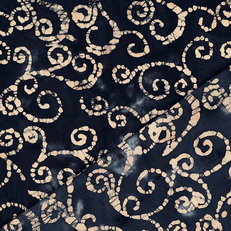 Tissu en coton Kringel batik – bleu noir/sable,  image number 4