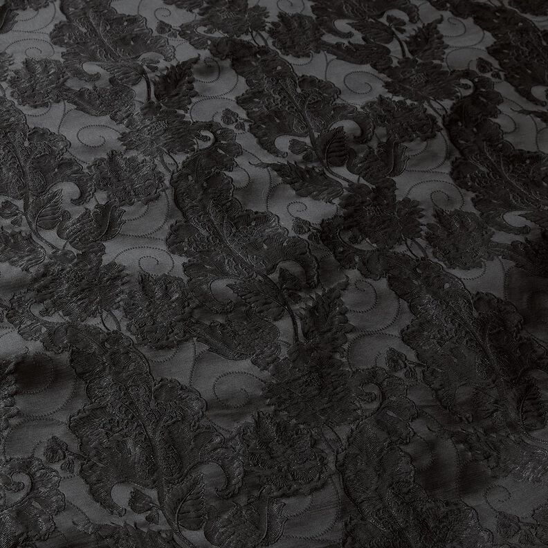 Jacquard d’habillement Brocart Fleurs – noir,  image number 2