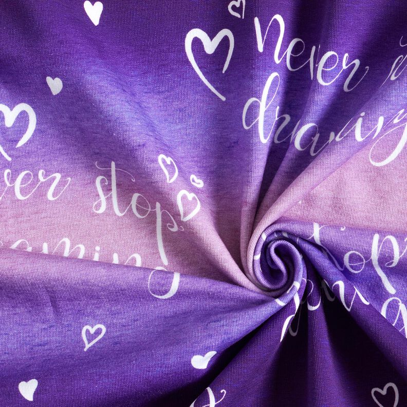 French Terry Sweat d’été Never stop Dreaming | Glitzerpüppi – lilas/aubergine,  image number 3