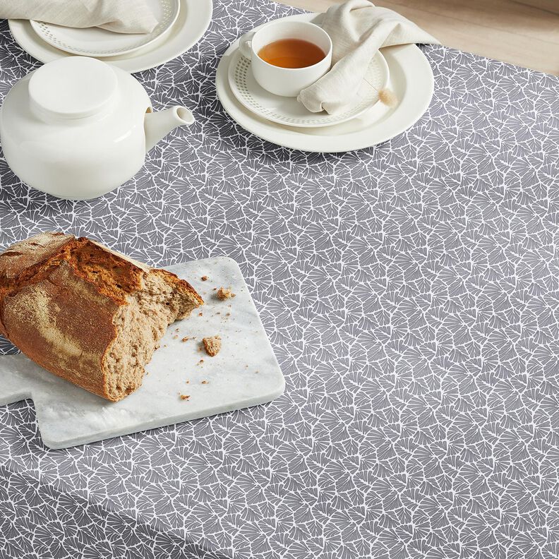 Coton enduit Mini feuilles abstraites – gris/blanc, image number 7