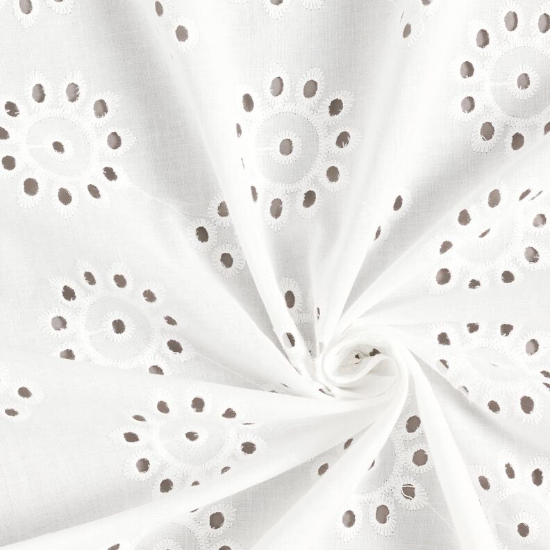 Tissu de coton à broderie florale – blanc,  image number 3