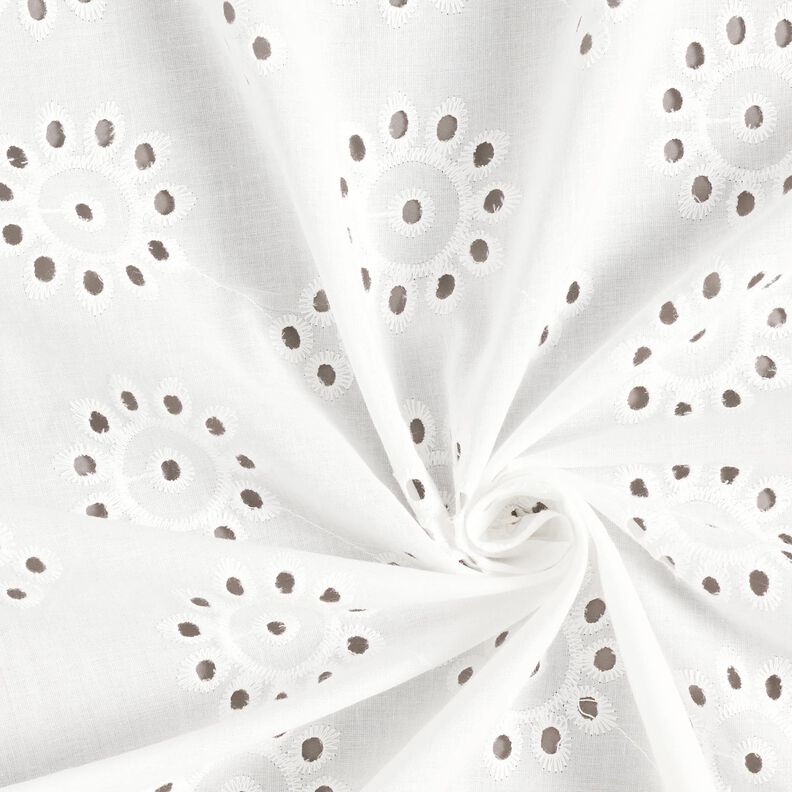 Tissu de coton à broderie florale – blanc,  image number 3