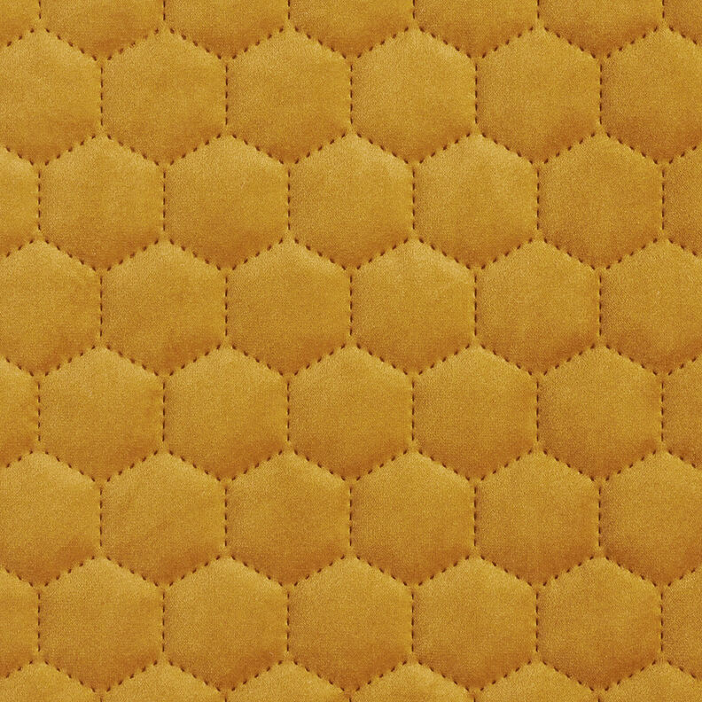 Tissu de revêtement velours matelassé nid d'abeille – moutarde,  image number 1