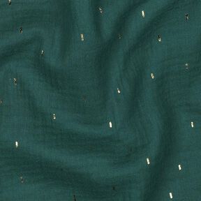 Tissu double gaze de coton Rechteck Imprimé feuille | Poppy Fabrics – sapin bleu/or métallisé, 