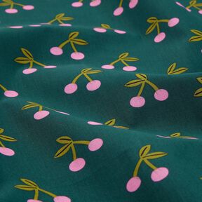 Coton enduit jolies cerises – vert foncé, 