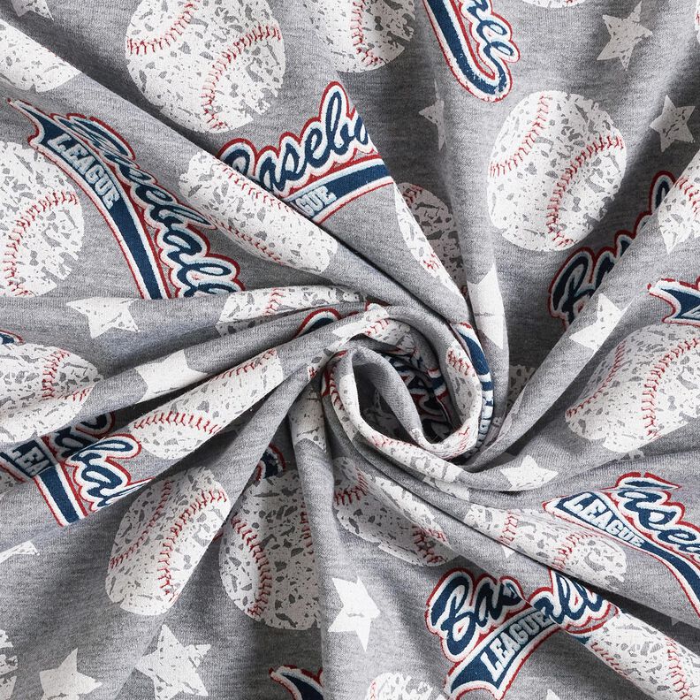 French Terry Sweat d’été base-ball – argent/blanc,  image number 3