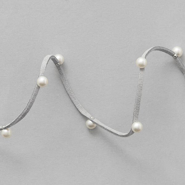 Ruban imitation cuir avec perles [ 3 mm ] – gris,  image number 3