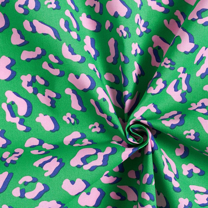 Coton enduit motif léopard abstrait | Poppy Fabrics – vert/rose, image number 3