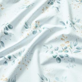 Jersey coton Eucalyptus | Glitzerpüppi – blanc/bleu pigeon, 