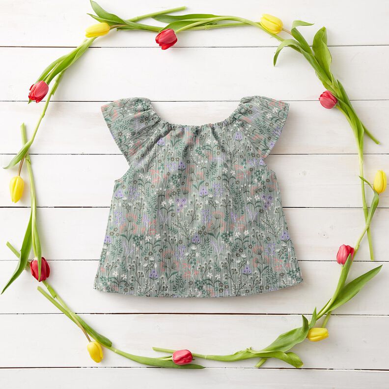 GOTS Tissu double gaze de coton Prairie fleurie de printemps | Poppy Fabrics – roseau,  image number 6