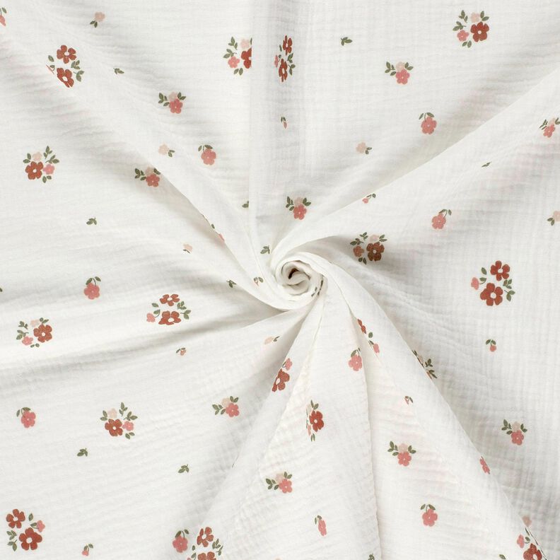 Tissu double gaze de coton Fleurs – blanc, image number 3