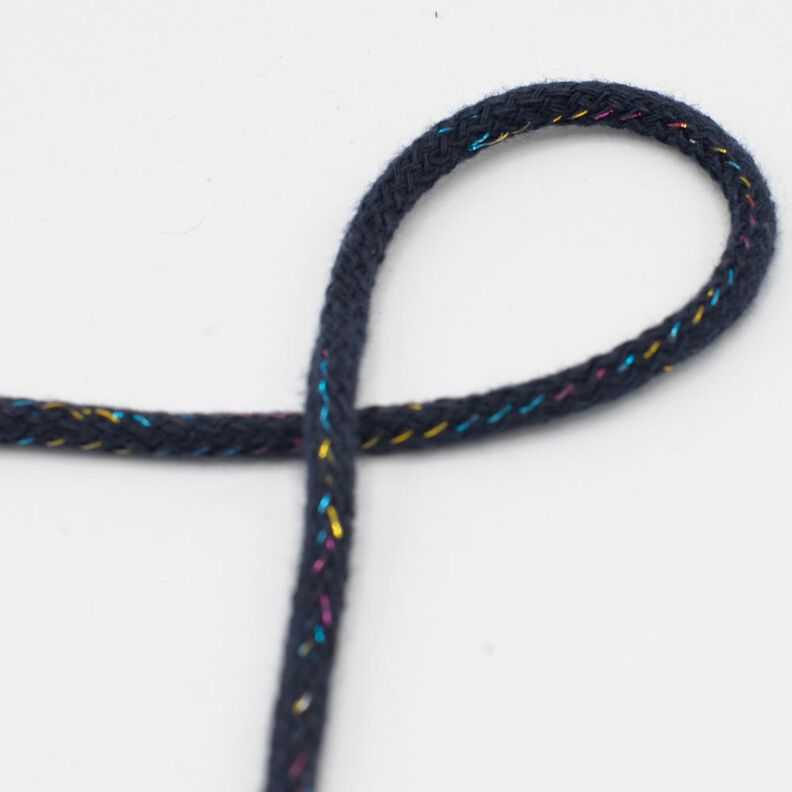 Cordon en coton Lurex [Ø 5 mm] – bleu nuit,  image number 1