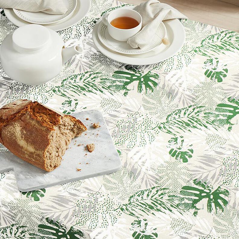 Coton enduit feuilles exotiques – nature/vert,  image number 6