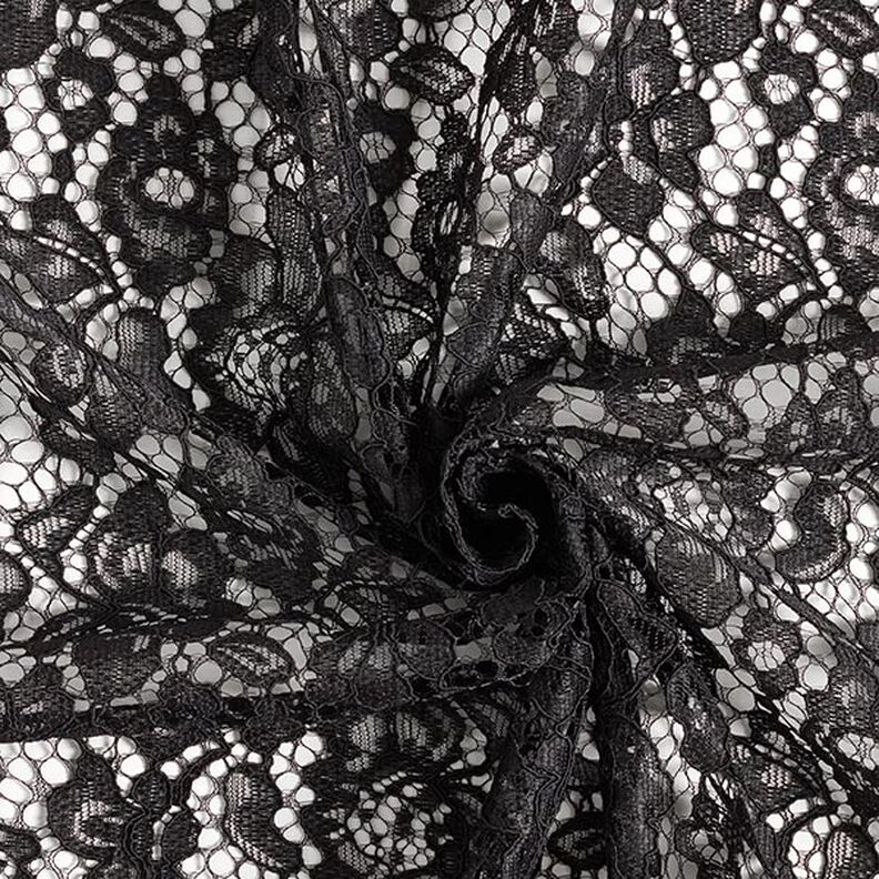 Dentelle bordée de fleurs – noir,  image number 4