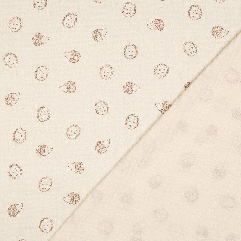Tissu double gaze de coton Hérissons | Poppy Fabrics – nature/marron clair,  image number 4