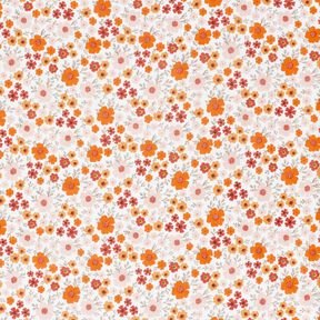 Tissu double gaze de coton Prairie fleurie – ivoire/orange pêche, 