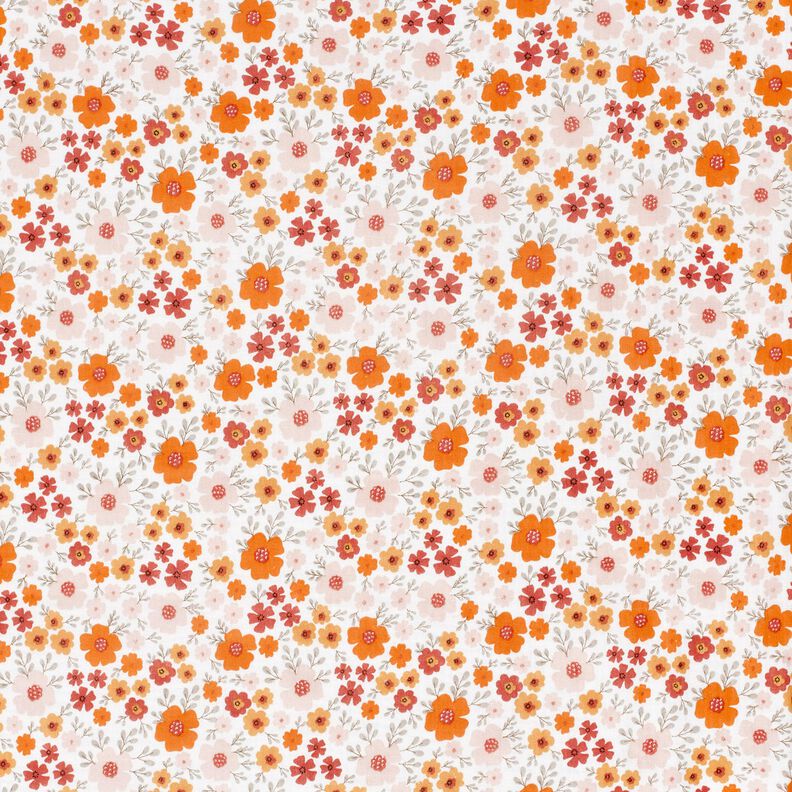 Tissu double gaze de coton Prairie fleurie – ivoire/orange pêche,  image number 1