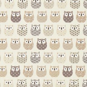 Tissu en coton Cretonne hibou – crème/gris, 