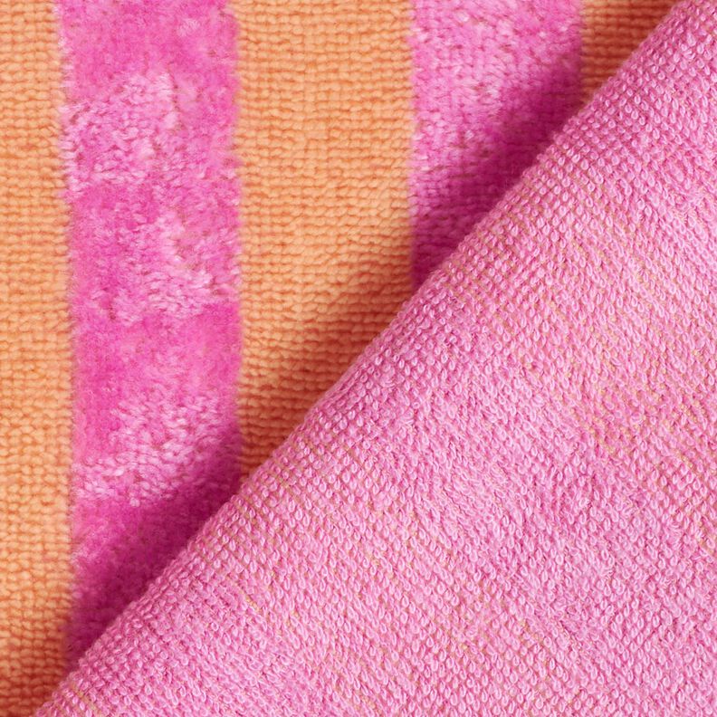 Tissu éponge Bambou Larges rayures – orange clair/rose vif, image number 5