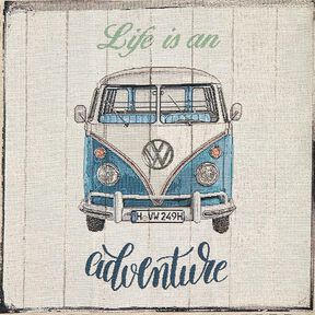 Tissu de décoration Gobelin Panel „Bulli Adventure“ – beige, 