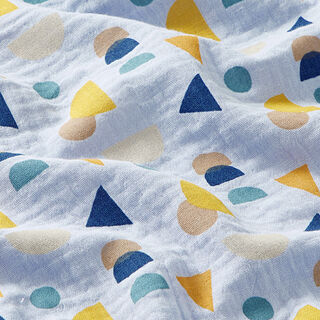 GOTS Tissu double gaze de coton Formes géométriques – bleu bébé, 