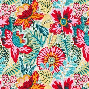Tissu en coton Cretonne Fleurs imposantes – blanc/rouge feu, 