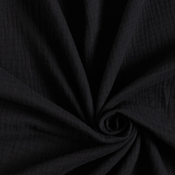 Tissu double gaze de coton – noir,  image number 1