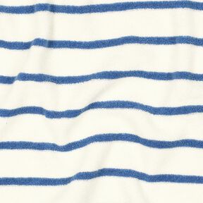 Jersey éponge rayures – ivoire/bleu brillant, 