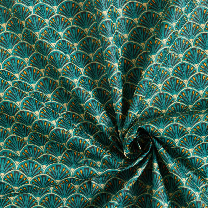 Coton enduit Éventails élégants – pétrole,  image number 4
