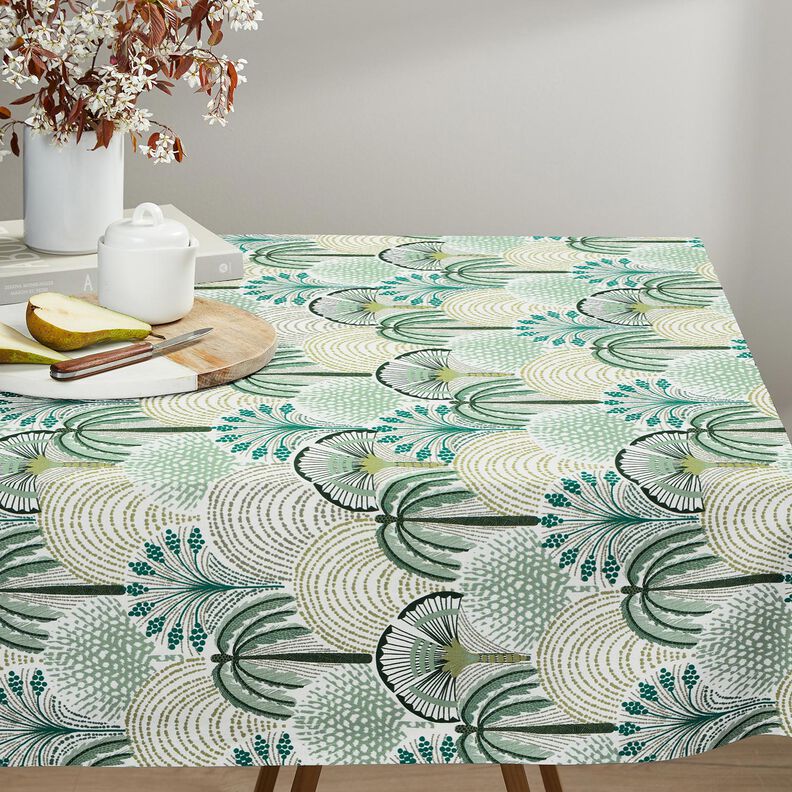 Tissu de décoration Sergé coton Feuilles de palmiers abstraites – sauge/ivoire,  image number 7