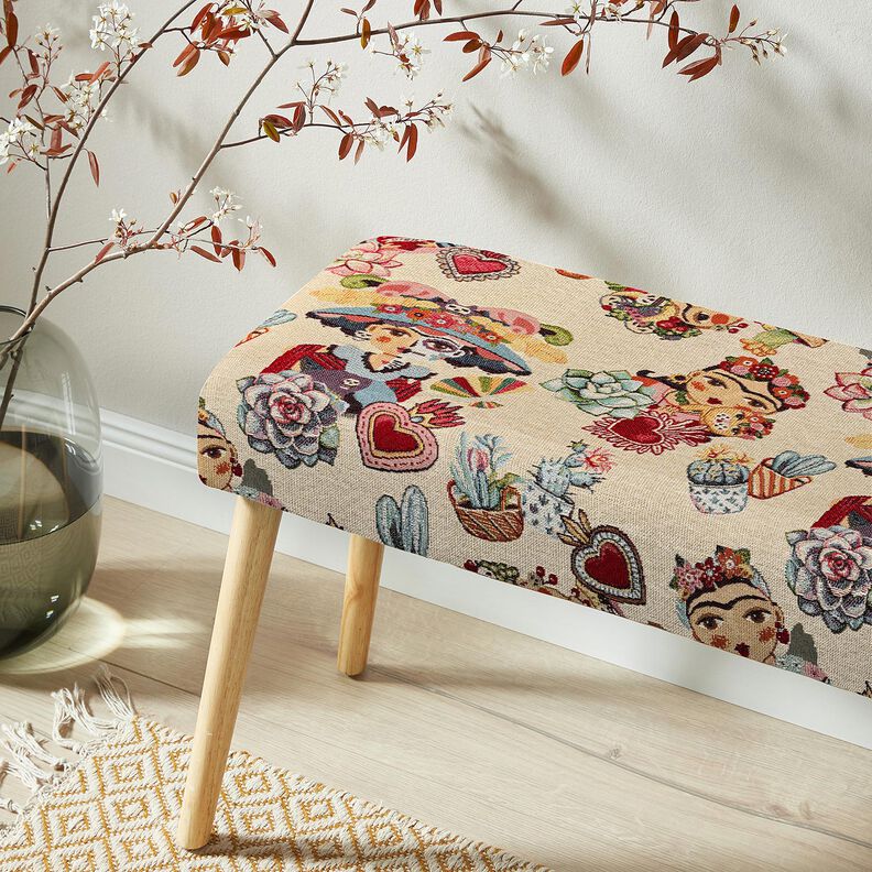 Tissu de d&eacute;coration Gobelin artistes femmes &ndash; beige clair/rouge,  image number 5