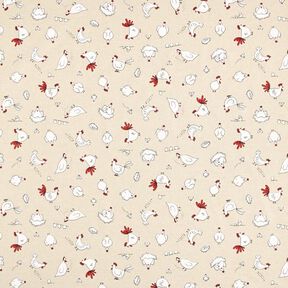 Tissu de décoration Semi-panama poules – nature, 