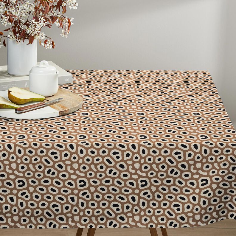 Tissu de décoration Semi-panama motif léopard abstrait – marron clair/noix de cajou,  image number 7