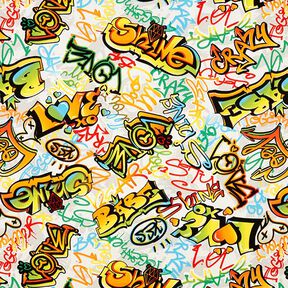 Tissu de décoration Semi-panama Graffiti – argent, 