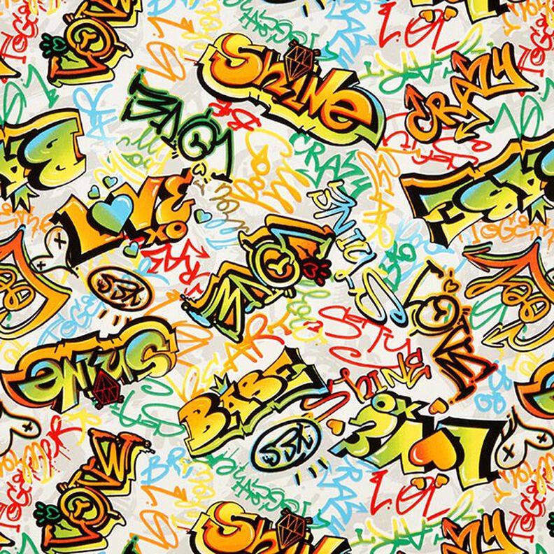 Tissu de décoration Semi-panama Graffiti – argent,  image number 1