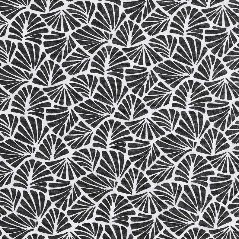 Coton enduit Mini feuilles abstraites – noir/blanc,  image number 1