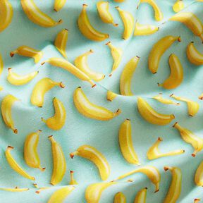 Tissu en coton Popeline bananes – eucalyptus/jaune soleil, 