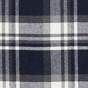 Tissu de manteau à carreaux avec envers fourrure – bleu nuit/gris schiste, 