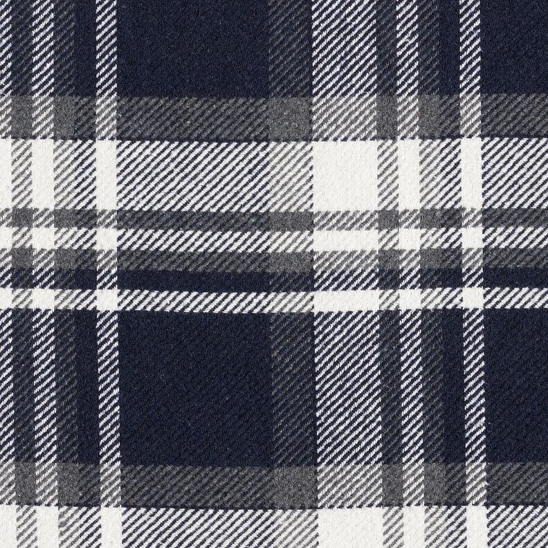 Tissu de manteau à carreaux avec envers fourrure – bleu nuit/gris schiste, image number 1
