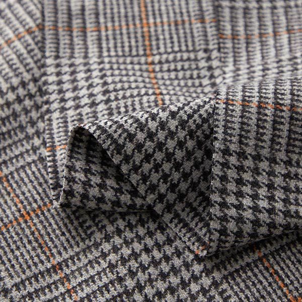Drap de laine Prince de Galles – gris foncé/orange,  image number 3