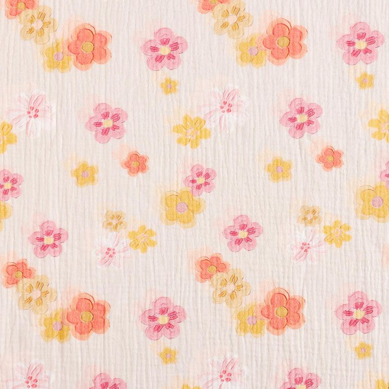 Tissu double gaze de coton Grandes fleurs Impression numérique – rosé, image number 1