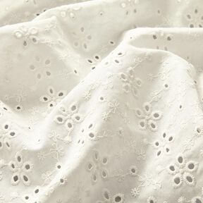 Batiste de coton Dentelle brodée Rangées de fleurs – écru, 