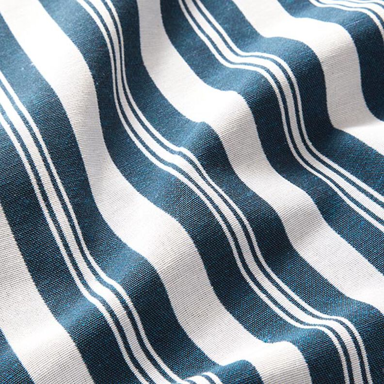 Tissu de décoration Jacquard Rayures – bleu océan/blanc,  image number 2