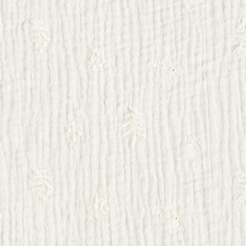 Tissu double gaze de coton broderie fleurs et branches – ivoire,  image number 1